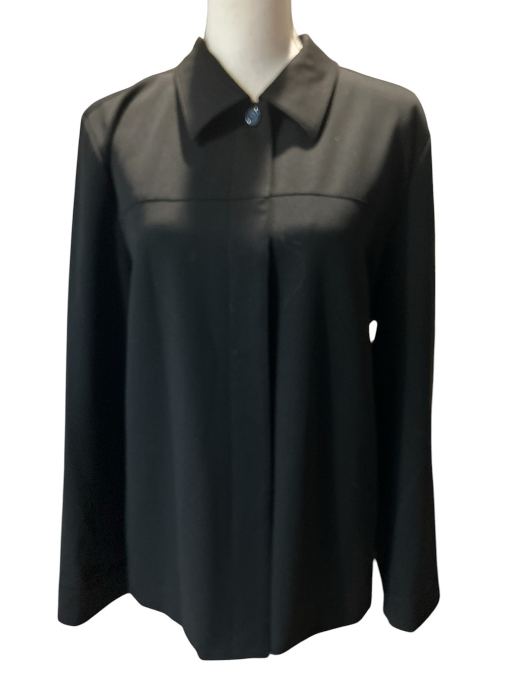 Talbots Stretch Classic Black Women's Collar Hidden Buttons Blazer